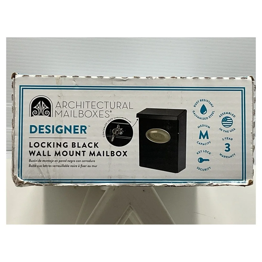Architectural Mailboxes Designer Wall Mount Mailbox‎ Black Locking
